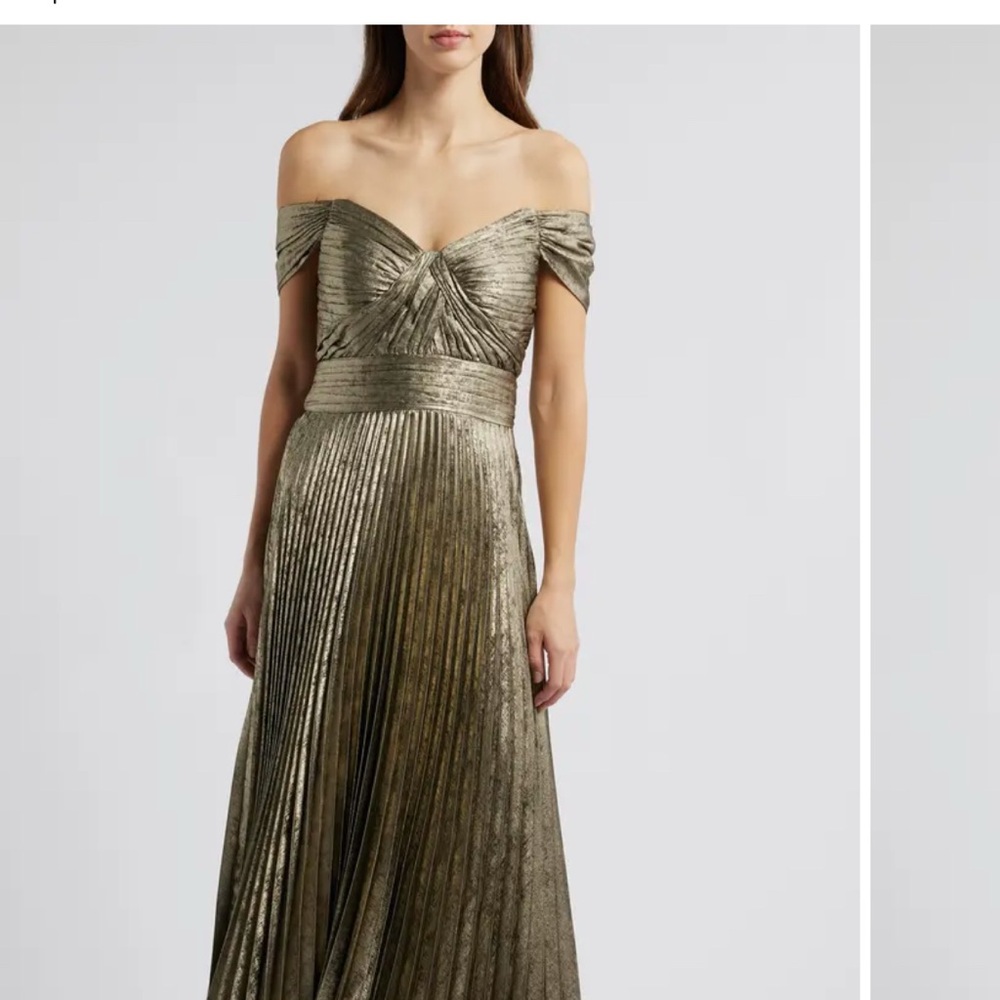 Tahari ASL Strapless Gold Gown